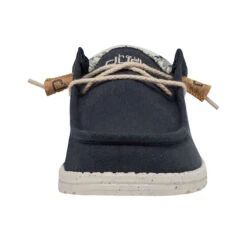 Wally Break Stitch - Navy -Shoe Trend Shop 110792568 WALLY LINEN NATURAL NAVY LEFT 4 1