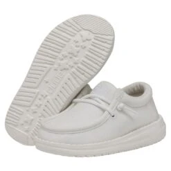 Wally Toddler Slub Canvas - White -Shoe Trend Shop 40029 100 WALLYTODDLERSLUBCANVAS WHITE PAIRBOTTOM