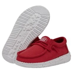 Wally Toddler Slub Canvas - Red -Shoe Trend Shop 40029 610 WALLYTODDLERSLUBCANVAS RED PAIRBOTTOM