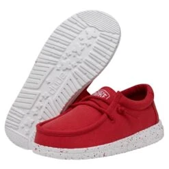 Wally Youth Slub Canvas - Red -Shoe Trend Shop 40044 610 WALLYYOUTHSLUBCANVAS RED PAIRBOTTOM