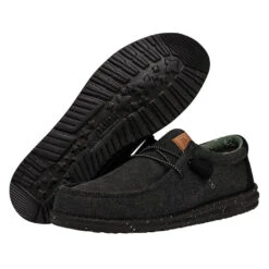 Wally Washed Canvas - Black/Black 8 Wally Washed Canvas - Black/Black -Shoe Trend Shop FW23 M 40296 060 WALLY WASHED CANVAS BLACK BLACK LEFT PAIROUTSOLE